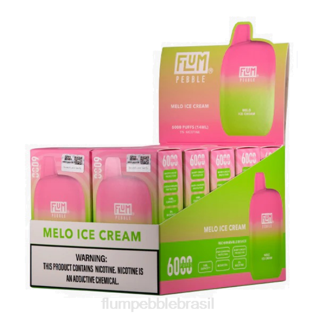 FLUM PEBBLES 6000 baforadas 10 pacotes sorvete de melo 828A56 | FLUM PEBBLE PRECIO